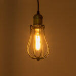 GloboStar® CAMBER 01016 Vintage Κρεμαστό Φωτιστικό Πλέγμα Μονόφωτο 1 x E27 IP20 Μαύρο & Χρυσό Μέταλλο - Μ12 x Π12 x Υ18cm - Image 2