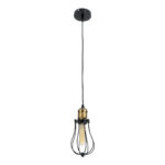 GloboStar® CAMBER 01016 Vintage Κρεμαστό Φωτιστικό Πλέγμα Μονόφωτο 1 x E27 IP20 Μαύρο & Χρυσό Μέταλλο - Μ12 x Π12 x Υ18cm - Image 3
