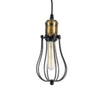 GloboStar® CAMBER 01016 Vintage Κρεμαστό Φωτιστικό Πλέγμα Μονόφωτο 1 x E27 IP20 Μαύρο & Χρυσό Μέταλλο - Μ12 x Π12 x Υ18cm - Image 4