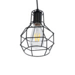 GloboStar® CAGE BLACK 01017 Vintage Κρεμαστό Φωτιστικό Πλέγμα Μονόφωτο 1 x E27 IP20 Μαύρο Μέταλλο - Μ15 x Π15 x Υ20cm - Image 5