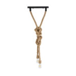 GloboStar® ROPE 01019 Vintage Κρεμαστό Φωτιστικό Ανάρτηση Δίφωτο 2 x E27 IP20 Μπεζ Σχοινί - Μ38 x Π35.5 x Υ200cm - Image 3