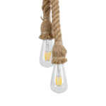 GloboStar® ROPE 01019 Vintage Κρεμαστό Φωτιστικό Ανάρτηση Δίφωτο 2 x E27 IP20 Μπεζ Σχοινί - Μ38 x Π35.5 x Υ200cm - Image 7