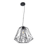 GloboStar® GRID 01022 Vintage Kρεμαστό Φωτιστικό Πλέγμα Μονόφωτο 1 x E27 IP20 Μαύρο Μέταλλο - Μ40 x Π40 x Υ33cm - Image 3