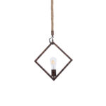 GloboStar® ALCO 01023 Vintage Κρεμαστό Φωτιστικό Ανάρτηση Μονόφωτο 1 x E27 IP20 Χάλκινο Μέταλλο με Μπεζ Σχοινί - Μ35 x Π3 x Υ35cm