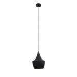 GloboStar® SHANGHAI 01025-A Μοντέρνο Κρεμαστό Φωτιστικό Καμπάνα Μονόφωτο 1 x E27 IP20 Μαύρο & Χρυσό Μέταλλο - Μ24 x Π24 x Υ30cm - Image 3