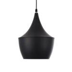 GloboStar® SHANGHAI 01025-A Μοντέρνο Κρεμαστό Φωτιστικό Καμπάνα Μονόφωτο 1 x E27 IP20 Μαύρο & Χρυσό Μέταλλο - Μ24 x Π24 x Υ30cm - Image 4