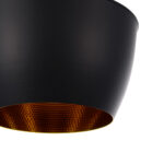 GloboStar® SHANGHAI 01025-A Μοντέρνο Κρεμαστό Φωτιστικό Καμπάνα Μονόφωτο 1 x E27 IP20 Μαύρο & Χρυσό Μέταλλο - Μ24 x Π24 x Υ30cm - Image 8