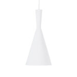 GloboStar® SHANGHAI 01026-C Μοντέρνο Κρεμαστό Φωτιστικό Καμπάνα Μονόφωτο 1 x E27 IP20 Λευκό & Χρυσό Μέταλλο - Μ19 x Π19 x Υ38cm - Image 4