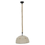 GloboStar® ANTOINETTE 01028 Vintage Κρεμαστό Φωτιστικό Καμπάνα Μονόφωτο 1 x E27 IP20 Μπεζ Σχοινί με Μπεζ Ύφασμα - Μ35 x Π35 x Υ20cm - Image 2