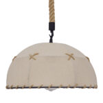 GloboStar® ANTOINETTE 01028 Vintage Κρεμαστό Φωτιστικό Καμπάνα Μονόφωτο 1 x E27 IP20 Μπεζ Σχοινί με Μπεζ Ύφασμα - Μ35 x Π35 x Υ20cm - Image 3