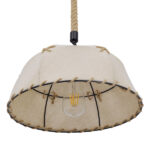 GloboStar® ANTOINETTE 01028 Vintage Κρεμαστό Φωτιστικό Καμπάνα Μονόφωτο 1 x E27 IP20 Μπεζ Σχοινί με Μπεζ Ύφασμα - Μ35 x Π35 x Υ20cm - Image 5