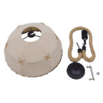 GloboStar® ANTOINETTE 01028 Vintage Κρεμαστό Φωτιστικό Καμπάνα Μονόφωτο 1 x E27 IP20 Μπεζ Σχοινί με Μπεζ Ύφασμα - Μ35 x Π35 x Υ20cm - Image 6