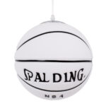 GloboStar® SPALDING NBA 01031 Παιδικό Κρεμαστό Φωτιστικό Μπάλα Μονόφωτο 1 x E27 IP20 Λευκό & Μαύρο Γυαλί - Μ25 x Π25 x Υ25cm - Image 4