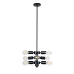 GloboStar® DELIR 01035 Μοντέρνο Φωτιστικό Οροφής Πλέγμα Πολύφωτο 9 x E27 IP20 Μαύρο Μέταλλο - Μ24 x Π24 x Υ23cm - Image 3
