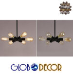 GloboStar® CONFOR 01036 Μοντέρνο Φωτιστικό Οροφης Πλέγμα Πολύφωτο 6 x E27 IP20 Μαύρο Μέταλλο - Μ24 x Π24 x Υ8cm - Image 3