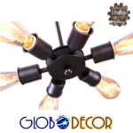 GloboStar® CONFOR 01036 Μοντέρνο Φωτιστικό Οροφης Πλέγμα Πολύφωτο 6 x E27 IP20 Μαύρο Μέταλλο - Μ24 x Π24 x Υ8cm - Image 4