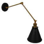 GloboStar® CRUCE 01037 Vintage Επιτοίχιο Φωτιστικό Απλίκα Μονόφωτο 1 x E27 IP20 Μαύρο & Χρυσό Μέταλλο - Μ19 x Π63 x Υ77cm - Image 3