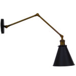 GloboStar® CRUCE 01037 Vintage Επιτοίχιο Φωτιστικό Απλίκα Μονόφωτο 1 x E27 IP20 Μαύρο & Χρυσό Μέταλλο - Μ19 x Π63 x Υ77cm - Image 2