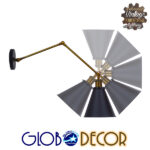 GloboStar® CRUCE 01037 Vintage Επιτοίχιο Φωτιστικό Απλίκα Μονόφωτο 1 x E27 IP20 Μαύρο & Χρυσό Μέταλλο - Μ19 x Π63 x Υ77cm - Image 9