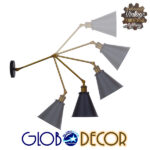 GloboStar® CRUCE 01037 Vintage Επιτοίχιο Φωτιστικό Απλίκα Μονόφωτο 1 x E27 IP20 Μαύρο & Χρυσό Μέταλλο - Μ19 x Π63 x Υ77cm - Image 10