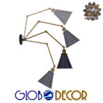 GloboStar® CRUCE 01037 Vintage Επιτοίχιο Φωτιστικό Απλίκα Μονόφωτο 1 x E27 IP20 Μαύρο & Χρυσό Μέταλλο - Μ19 x Π63 x Υ77cm - Image 11