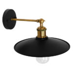 GloboStar® MINIMALL 01039 Vintage Επιτοίχιο Φωτιστικό Απλίκα Μονόφωτο 1 x E27 IP20 Μαύρο & Χρυσό Μέταλλο - Μ22 x Π39 x Υ18cm - Image 2