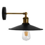 GloboStar® MINIMALL 01039 Vintage Επιτοίχιο Φωτιστικό Απλίκα Μονόφωτο 1 x E27 IP20 Μαύρο & Χρυσό Μέταλλο - Μ22 x Π39 x Υ18cm - Image 3