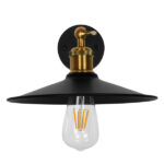GloboStar® MINIMALL 01039 Vintage Επιτοίχιο Φωτιστικό Απλίκα Μονόφωτο 1 x E27 IP20 Μαύρο & Χρυσό Μέταλλο - Μ22 x Π39 x Υ18cm - Image 4
