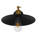 GloboStar® MINIMALL 01039 Vintage Επιτοίχιο Φωτιστικό Απλίκα Μονόφωτο 1 x E27 IP20 Μαύρο & Χρυσό Μέταλλο - Μ22 x Π39 x Υ18cm - Image 5