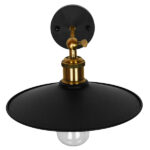 GloboStar® MINIMALL 01039 Vintage Επιτοίχιο Φωτιστικό Απλίκα Μονόφωτο 1 x E27 IP20 Μαύρο & Χρυσό Μέταλλο - Μ22 x Π39 x Υ18cm - Image 6