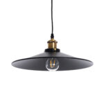 GloboStar® CARAVEL 01042 Vintage Κρεμαστό Φωτιστικό Καμπάνα Μονόφωτο 1 x E27 IP20 Μαύρο & Χρυσό Μέταλλο - Μ36 x Π36 x Υ10cm