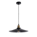 GloboStar® CARAVEL 01042 Vintage Κρεμαστό Φωτιστικό Καμπάνα Μονόφωτο 1 x E27 IP20 Μαύρο & Χρυσό Μέταλλο - Μ36 x Π36 x Υ10cm - Image 3