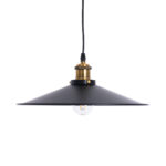 GloboStar® CARAVEL 01042 Vintage Κρεμαστό Φωτιστικό Καμπάνα Μονόφωτο 1 x E27 IP20 Μαύρο & Χρυσό Μέταλλο - Μ36 x Π36 x Υ10cm - Image 4