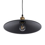 GloboStar® CARAVEL 01042 Vintage Κρεμαστό Φωτιστικό Καμπάνα Μονόφωτο 1 x E27 IP20 Μαύρο & Χρυσό Μέταλλο - Μ36 x Π36 x Υ10cm - Image 6