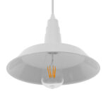 GloboStar® RAY 01044 Vintage Κρεμαστό Φωτιστικό Καμπάνα Μονόφωτο 1 x E27 IP20 Λευκό Μέταλλο - Μ26 x Π26 x Υ25cm - Image 4