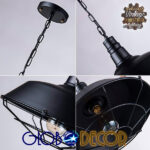 GloboStar® BARN 01048 Vintage Κρεμαστό Φωτιστικό Καμπάνα Μονόφωτο 1 x E27 IP20 Μαύρο Μέταλλο - Μ46 x Π46 x Υ25cm - Image 4