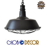 GloboStar® BARN 01048 Vintage Κρεμαστό Φωτιστικό Καμπάνα Μονόφωτο 1 x E27 IP20 Μαύρο Μέταλλο - Μ46 x Π46 x Υ25cm - Image 2