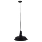 GloboStar® RAY 01049 Vintage Κρεμαστό Φωτιστικό Καμπάνα Μονόφωτο 1 x E27 IP20 Μαύρο Μέταλλο - Μ36 x Π36 x Υ25cm