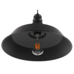 GloboStar® RAY 01049 Vintage Κρεμαστό Φωτιστικό Καμπάνα Μονόφωτο 1 x E27 IP20 Μαύρο Μέταλλο - Μ36 x Π36 x Υ25cm - Image 4