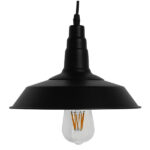 GloboStar® RAY 01050 Vintage Κρεμαστό Φωτιστικό Καμπάνα Μονόφωτο 1 x E27 IP20 Μαύρο Μέταλλο - Μ26 x Π26 x Υ25cm - Image 2