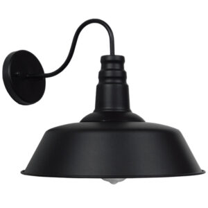 GloboStar® SORD 01053 Vintage Επιτοίχιο Φωτιστικό Απλίκα Μονόφωτο 1 x E27 IP20 Μαύρο Μέταλλο - Μ36 x Π42 x Υ32cm