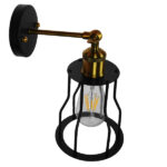 GloboStar® CATEL 01054 Vintage Επιτοίχιο Φωτιστικό Απλίκα Μονόφωτο 1 x E27 IP20 Μαύρο & Χρυσό Μέταλλο - Μ26 x Π15 x Υ30cm - Image 2