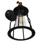GloboStar® CATEL 01054 Vintage Επιτοίχιο Φωτιστικό Απλίκα Μονόφωτο 1 x E27 IP20 Μαύρο & Χρυσό Μέταλλο - Μ26 x Π15 x Υ30cm - Image 3