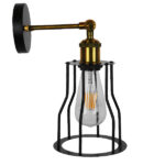 GloboStar® CATEL 01054 Vintage Επιτοίχιο Φωτιστικό Απλίκα Μονόφωτο 1 x E27 IP20 Μαύρο & Χρυσό Μέταλλο - Μ26 x Π15 x Υ30cm - Image 4