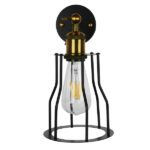 GloboStar® CATEL 01054 Vintage Επιτοίχιο Φωτιστικό Απλίκα Μονόφωτο 1 x E27 IP20 Μαύρο & Χρυσό Μέταλλο - Μ26 x Π15 x Υ30cm - Image 5