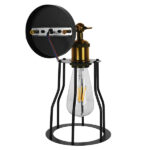 GloboStar® CATEL 01054 Vintage Επιτοίχιο Φωτιστικό Απλίκα Μονόφωτο 1 x E27 IP20 Μαύρο & Χρυσό Μέταλλο - Μ26 x Π15 x Υ30cm - Image 7