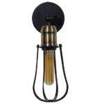 GloboStar® CATEL 01056 Vintage Επιτοίχιο Φωτιστικό Απλίκα Μονόφωτο 1 x E27 IP20 Μαύρο & Μπρούτζινο Μέταλλο - Μ12 x Π15 x Υ32cm - Image 2