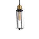 GloboStar® KLECE 01057 Vintage Κρεμαστό Φωτιστικό Ανάρτηση Μονόφωτο 1 x E27 IP20 Μαύρο & Χρυσό Μέταλλο - Μ8 x Π8 x Υ28cm