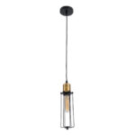 GloboStar® KLECE 01057 Vintage Κρεμαστό Φωτιστικό Ανάρτηση Μονόφωτο 1 x E27 IP20 Μαύρο & Χρυσό Μέταλλο - Μ8 x Π8 x Υ28cm - Image 3