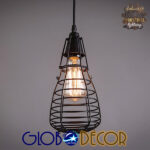 GloboStar® DROPS 01059 Vintage Κρεμαστό Φωτιστικό Πλέγμα Πολύφωτο 6 x E27 IP20 Μαύρο Μέταλλο - 120cm - Image 5